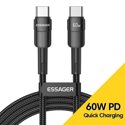 Essager 100W C σε C Καλώδιο τύπου C Καλώδιο USB C PD Φορτιστής γρήγορης φόρτισης Καλώδιο για Macbook Samsung Xiaomi Type C Καλώδιο USB C