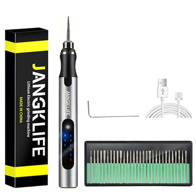 USB vezeték nélküli forgó szerszámkészlet famegmunkáló gravírozó toll barkácsolás ékszerekhez fém üveg mini vezeték nélküli fúró