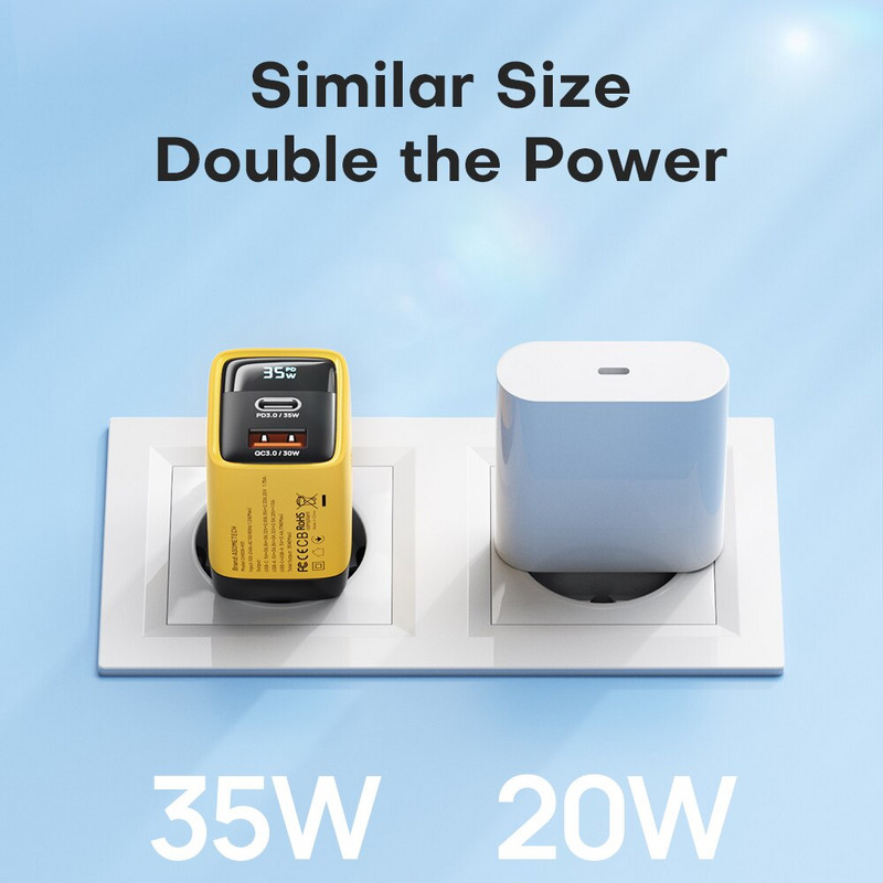 ASOMETECH 35W GaN зарядно устройство LED дисплей QC3.0 30W 25W PD PPS бързо зареждане USB тип C зарядно устройство за iPhone 14 Pro Samsung S23 Xiaomi