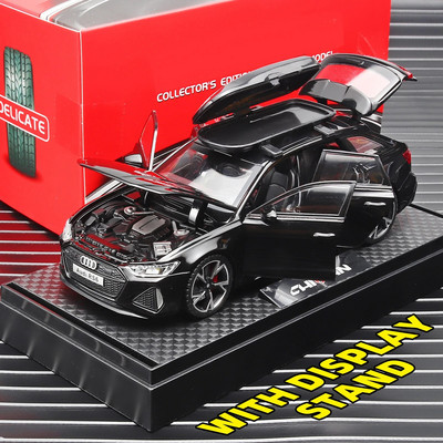 Mașină model RS6 1:32, ediție neagră: personalizată pentru copii Simulare realistă, metal turnat sub presiune, cadou perfect pentru băieți