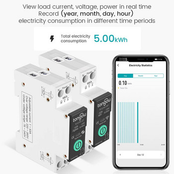 TUYA WiFi/ZigBee MCB Smart Circuit Breaker πέρα από ρεύμα κάτω από τάση Προστασία Μέτρηση ισχύος 1-63A Διακόπτης τηλεχειριστηρίου