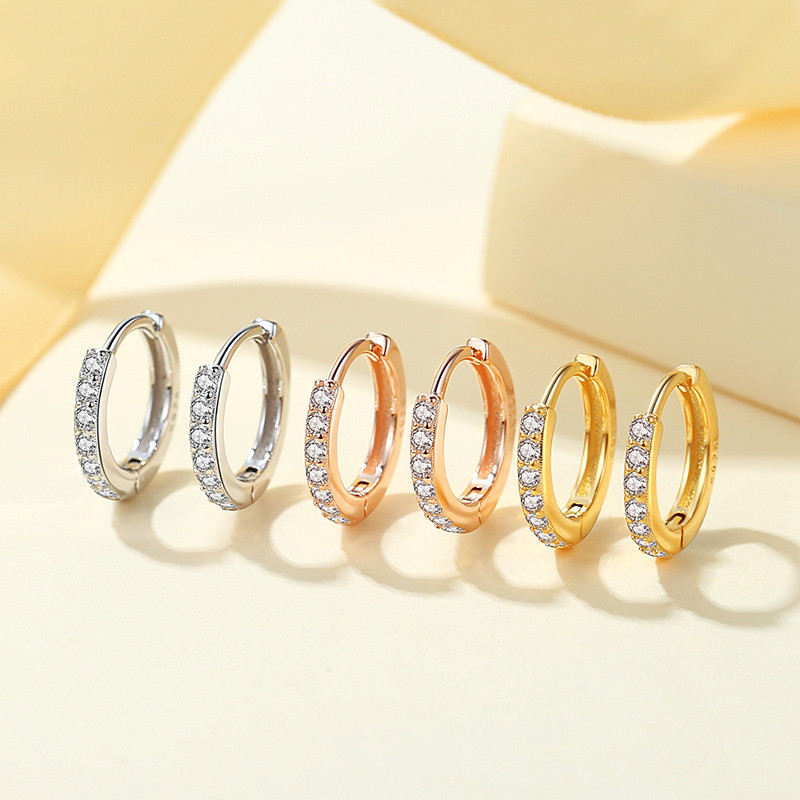 2PCS Минимални обеци с обръч от неръждаема стомана Crystal Zirconia Small Huggie Тънка хрущялна обеца Helix Tragus Piercing Бижута