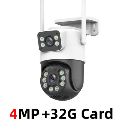 Wifi камера за наблюдение 4K 8MP двойна леща Безжична външна охрана PTZ IP камери AI Human Detect CCTV камера 4X цифрово увеличение