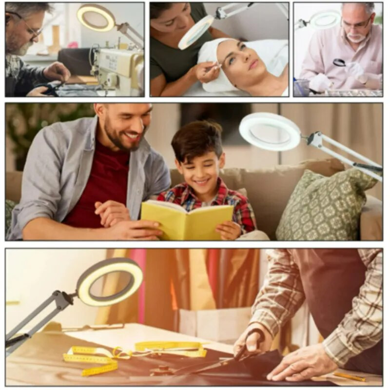 72LED 8X/10X НОВА Осветена лупа USB 3 цвята LED лупа за ремонт на поялник/Настолна лампа/Грижа за кожата Beauty