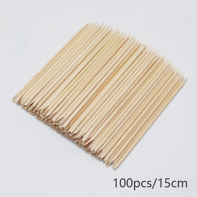 Lurayee Nail Cuticle Pusher Orange Wood Sticks Nail Manicures Remover Wooden Design Nail Gel Polish Пръчка за рисуване за ноктопластика