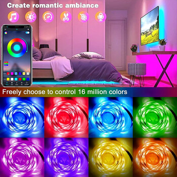 LED лента за осветление WIFI Bluetooth Control 5050 RGB LED светлини Гъвкава лента Luces Led 1M-30M 5V USB TV BackLight Декорация на стая