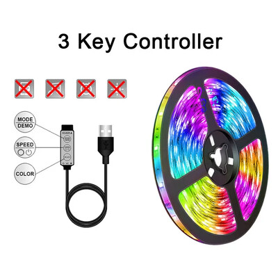 LED лента за осветление WIFI Bluetooth Control 5050 RGB LED светлини Гъвкава лента Luces Led 1M-30M 5V USB TV BackLight Декорация на стая