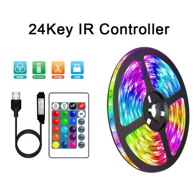 LED лента за осветление WIFI Bluetooth Control 5050 RGB LED светлини Гъвкава лента Luces Led 1M-30M 5V USB TV BackLight Декорация на стая