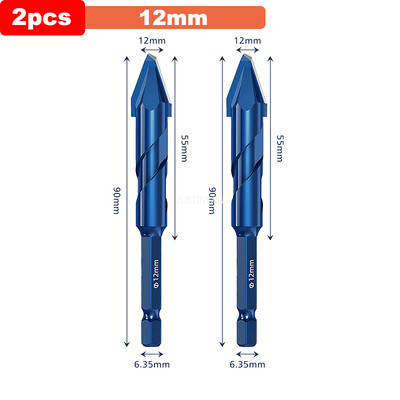 JUSTINLAU Ексцентрична бормашина с висока твърдост, прецизно пробиване, 6/8/10/12 mm стъклена плочка, керамична щанцоваща скална плоча, триъгълно свредло