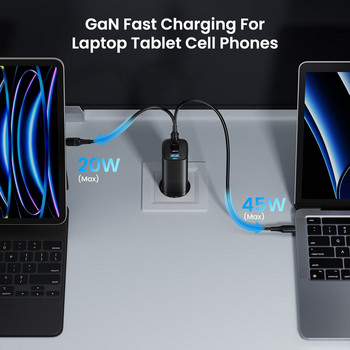 ASOMETECH GaN USB Type C зарядно устройство 65W 45W PPS PD QC4.0 Бързо зарядно устройство за Macbook лаптоп IPAD таблет iPhone 14 Samsung S23 Ultra