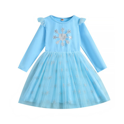 Рокля-пачка за малко момиченце Лилава рокля с дълги ръкави и дъга Еднорог на принца за момичета 2-7 години