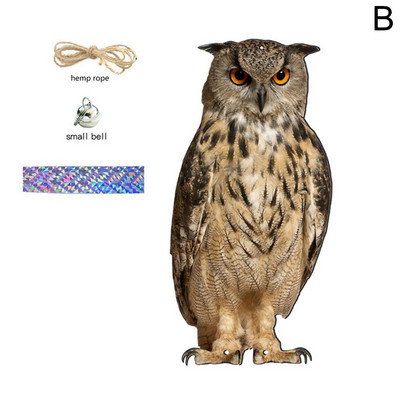 2D Scarecrow Owl Bird ScarerHead Sound Реалистичен фалшив бухал Защита Репелент Контрол Плашило Градински декор Не е 3D