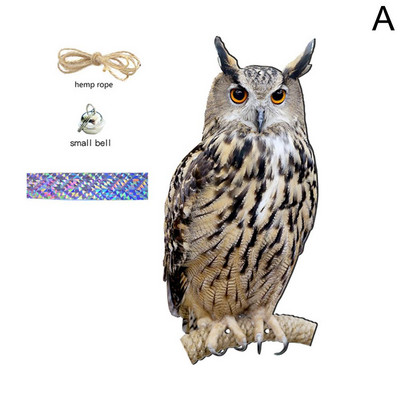 2D Scarecrow Owl Bird ScarerHead Sound Реалистичен фалшив бухал Защита Репелент Контрол Плашило Градински декор Не е 3D