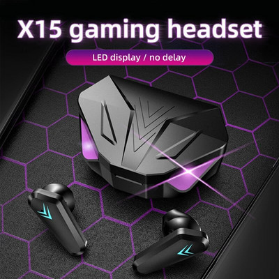 X15 TWS vezeték nélküli Bluetooth fejhallgató LED kijelzős játékos fülhallgató mikrofonnal Vezeték nélküli fejhallgató Zajszűrő Bluetooth fülhallgató