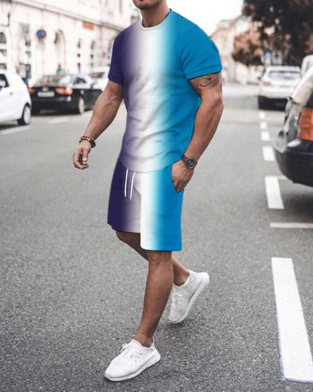 2024 m. vasaros skaitmeninės spaudos 3D vyriškas laisvalaikio džemperis trumpomis rankovėmis, sportinis laisvalaikio 3D drabužis