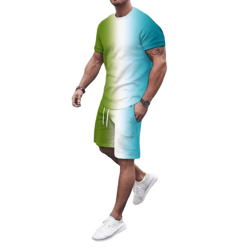 2024 m. vasaros skaitmeninės spaudos 3D vyriškas laisvalaikio džemperis trumpomis rankovėmis, sportinis laisvalaikio 3D drabužis