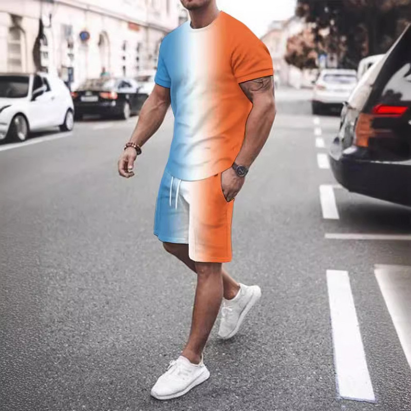 2024 m. vasaros skaitmeninės spaudos 3D vyriškas laisvalaikio džemperis trumpomis rankovėmis, sportinis laisvalaikio 3D drabužis