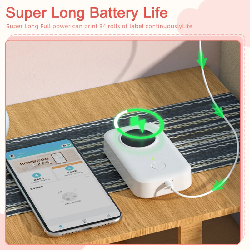 Phomemo D30 Преносим безмастилен принтер за стикери Bluetooth Безжичен принтер за етикети 15 mm Мини термичен принтер за домашен офис в бизнеса