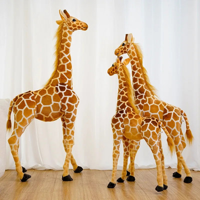 Jucării uriașe de pluș cu girafă din viața reală Animale de pluș de înaltă calitate Păpuși moi Copii Copii Copii Cadou de zi de naștere Decor de cameră