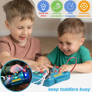 Montessori Busy Board Sensory παιχνίδια με διακόπτη φωτός LED Πίνακας ελέγχου Ταξιδιωτικές δραστηριότητες Παιχνίδια για παιδιά 2-4 ετών