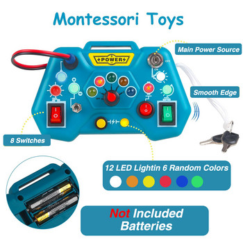 Montessori Busy Board Sensory παιχνίδια με διακόπτη φωτός LED Πίνακας ελέγχου Ταξιδιωτικές δραστηριότητες Παιχνίδια για παιδιά 2-4 ετών