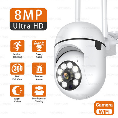 8MP WIFI PTZ kaamera IP CCTV videovalve kaamera AI inimese jälgimine kahesuunaline heli HD öönägemine välistingimustes veekindel 4x suum