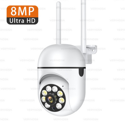 8MP WIFI PTZ камера IP CCTV Камера за видеонаблюдение AI Човешко проследяване Двупосочно аудио HD нощно виждане Водоустойчива на открито 4X увеличение