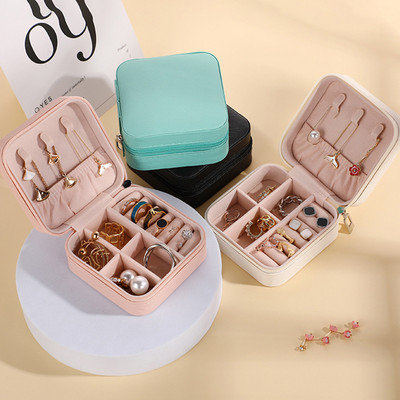 Mini ékszer tároló doboz hordozható otthoni utazási fülbevaló nyaklánc tároló tok nőknek Gyűrűszervező PU bőr vitrin