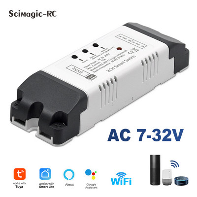 DC 5V 7V-32V AC 85-250V 2/4 канален WiFi модул за дистанционно управление Релеен превключвател Модул поддържа 433MHZ дистанционно управление за система Tuya APP