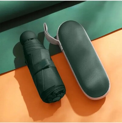 Капсулен чадър Преносим мини сенник Слънцезащитен чадър Дъждовен чадър Черна дръжка от каучукова сплав Сгъваема Слънцезащитен дъжд Двойна употреба