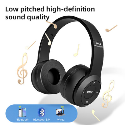 Sztereó P47 fejhallgató 5.0 Bluetooth fejhallgató összecsukható P sorozatú vezeték nélküli sportjáték fejhallgató