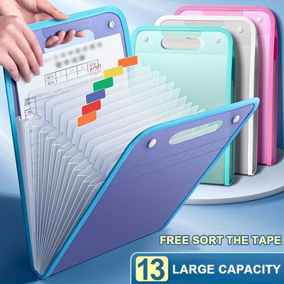 13 zsebmappa hordozható A4 Letter méretű Macaron Color Accordian dokumentumszervező osztálytermi irodai otthoni tároláshoz