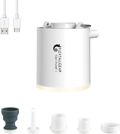 FLEXTAILGEAR Tiny Pump X nešiojamasis oro siurblys stovyklavimo įrangai lauko įtaisai, įkraunami žygiams / plūduriavimui / apšvietimui