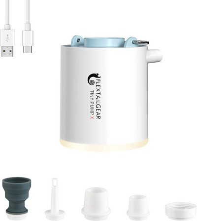 FLEXTAILGEAR Tiny Pump X nešiojamasis oro siurblys stovyklavimo įrangai lauko įtaisai, įkraunami žygiams / plūduriavimui / apšvietimui