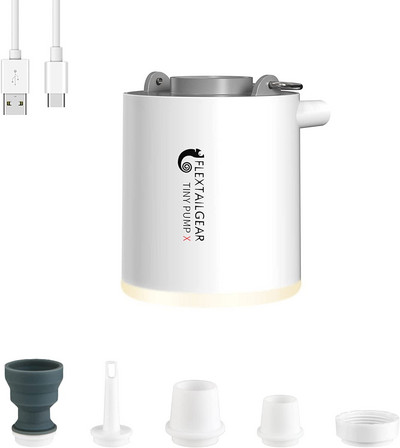 FLEXTAILGEAR Tiny Pump X nešiojamasis oro siurblys stovyklavimo įrangai lauko įtaisai, įkraunami žygiams / plūduriavimui / apšvietimui