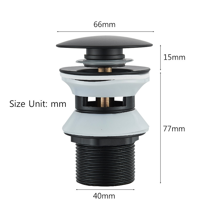 Auksinis iššokantis išleidimo mygtukas Vonios kriauklės kištukas Išleidimo sifonas Atliekų kamštis Praustuvo maišytuvas Priedas praustuvo vamzdis juodas
