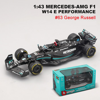 Bburago 1:43 2023 Mercedes-AMG PETRONAS F1 Team W14 Алуминиева кола, лят модел, състезателен луксозен автомобил Играчка Луис Хамилтън Ръсел