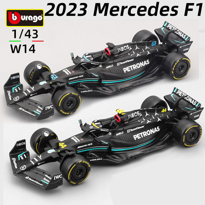 Bburago 1:43 2023 Mercedes-AMG PETRONAS F1 Team W14 sulamautode survevalu mudelid võidusõidu luksussõiduki mänguasi Lewis Hamilton Russell
