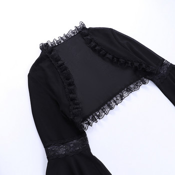 Velvet Lace Corset Bandage Midi φόρεμα Γυναικείο Gothic Harajuku Street Mesh Sling Μαύρα φορέματα Club Party Καλοκαίρι 2023 JY23017