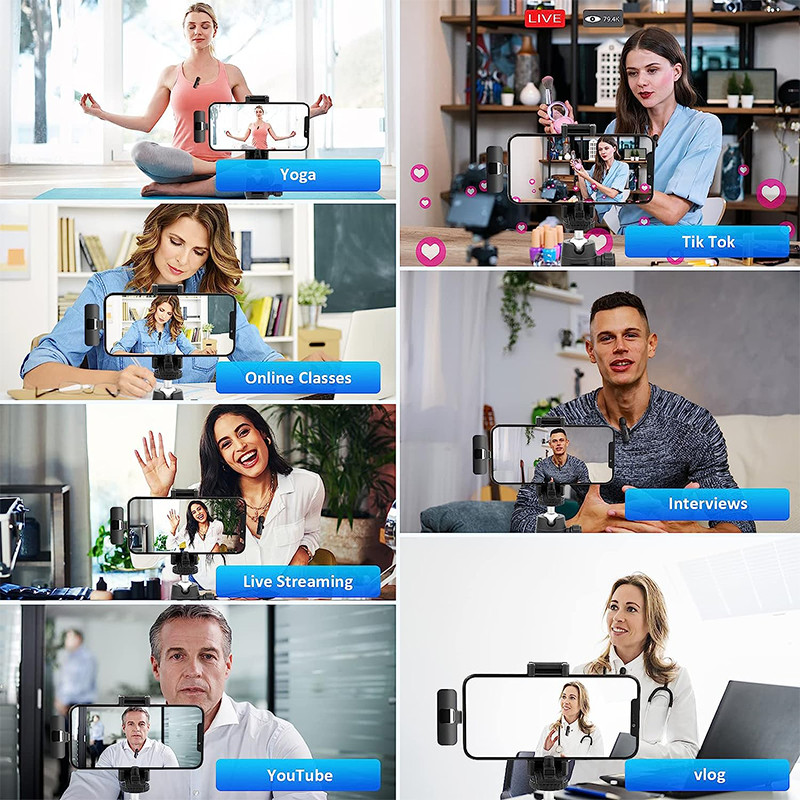 Mikrofon s reverom Bežični Lavalier Kravata Mini mikrofon za mobilni mobitel Android telefon Iphone Youtube Profesionalni mikrofon za snimanje igara