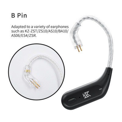 KZ AZ09 HD Bluetooth 5.2 bővítőkábel HIFI vezeték nélküli fülhorgos fejhallgató kábel töltőtokkal KZ Z1 S2 S1 SA08 ZSX DQ6 ZS10 PRO