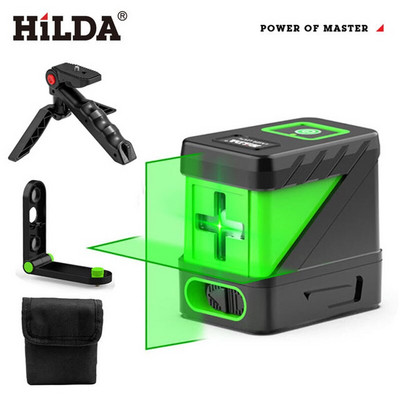 HILDA 2 linii nivel laser cu autonivelare cu fascicule verzi cu laser orizontală verticală încrucișată mini nivel laser