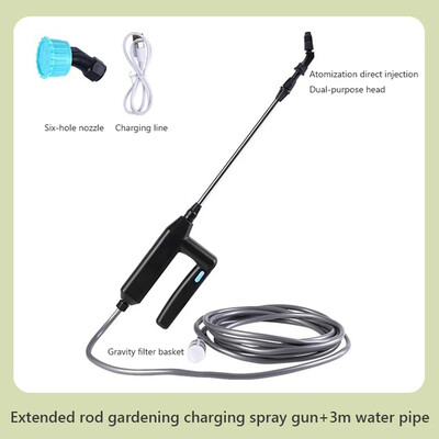 Elektromos permetező 2/3/5/6/8 m-es csövekkelGarden öntözőpisztoly 2/4 fúvókával Type-C/USB teleszkópos öntözőszerszámok 전기 분무기