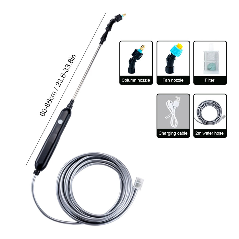 Електрическа пръскачка с 2/3/5/6/8m тръби Пистолет за пръскане за градинско поливане с 2/4 дюзи Type-C/USB Телескопични инструменти за напояване 전기 분무기