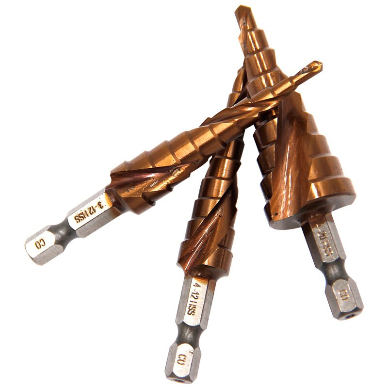 M35 Cobalt Conțin burghiu treptat Spiral hexagonal Deschizător de găuri din oțel inoxidabil Burghiu pentru găuri Pagoda 3-12/4-12/4-20mm Instrument de tăiere
