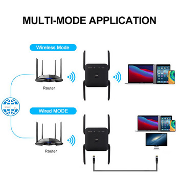 FENVI 5Ghz AC1200 WiFi Repeater 1200Mbps Router Μαύρος ενισχυτής επέκτασης WiFi 2,4G/5GHz Ενισχυτής σήματος Wi-Fi Δίκτυο μεγάλης εμβέλειας