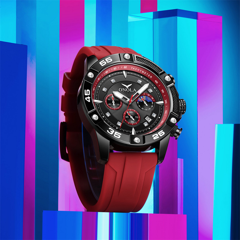 ONOLA Нов моден ежедневен мъжки часовник Многофункционална флуоресцентна лента Водоустойчив кварцов военен часовник Мъжки часовник с високо качество
