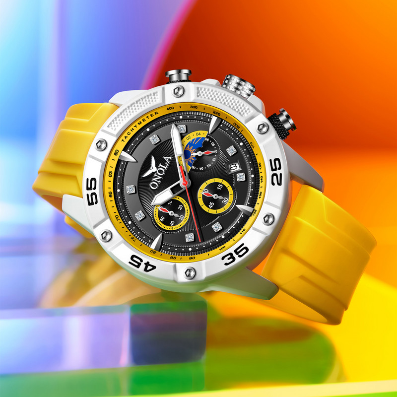 ONOLA Нов моден ежедневен мъжки часовник Многофункционална флуоресцентна лента Водоустойчив кварцов военен часовник Мъжки часовник с високо качество