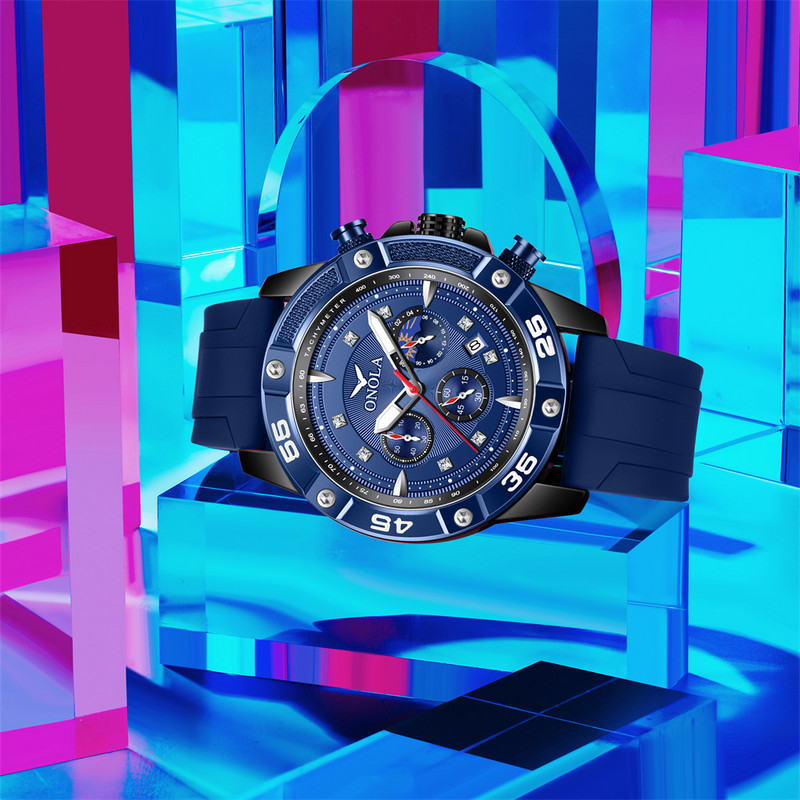 ONOLA Нов моден ежедневен мъжки часовник Многофункционална флуоресцентна лента Водоустойчив кварцов военен часовник Мъжки часовник с високо качество