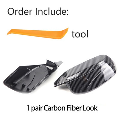 2024 New Carbon Fiber Look Black šoninio veidrodėlio dangteliai, skirti BMW 5 serijos E60 E61 E63 E64 2004-2008 520i 525i 528i 528xi 530i
